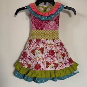 High Cotton Closet Girls Ruffle Patchwork Dress Pink Green Floral Size 3T